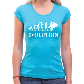 Pánské tričko Tričko - Evoluce moto, Barva látky tyrkysová modrá, Střih Pánsky/UNISEX, Velikost XL