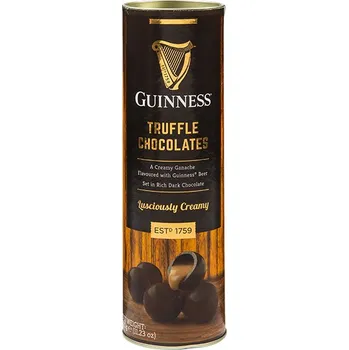 Bonboniéra Bonboniéra GUINNESS Truffle 320g tuba - pralinky z hořké čokolády s lahodným krémem ganache a tmavým pivem (GUINNESS Truffles / ganache & bier)