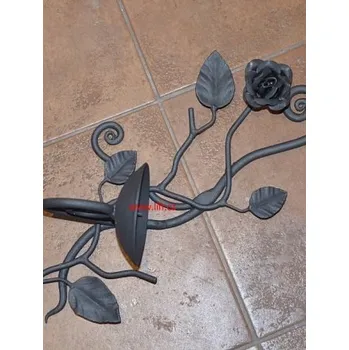 Svícen Kovaný svícen na zeď Růže 2