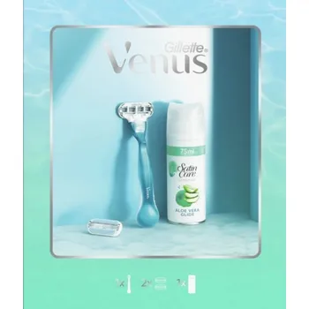 Holítko Gillette Venus Smooth Classic hlavice 2 ks cestovní gel 75ml kazeta
