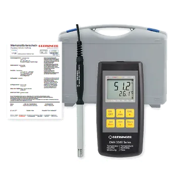 GREISINGER GMH 3351-TFS-WPF4 Souprava zkalibrovaného přístroje pro měření vlhkosti, teploty a proudění vzduchu, s datovým loggerem a jeho příslušenství