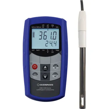 GREISINGER GMH 5450-400 Vodotěsný konduktometr pro měření měrné vodivosti vody, s analogovým výstupem a datovým záznamníkem, s 4-pólovou elektrodou LF 400