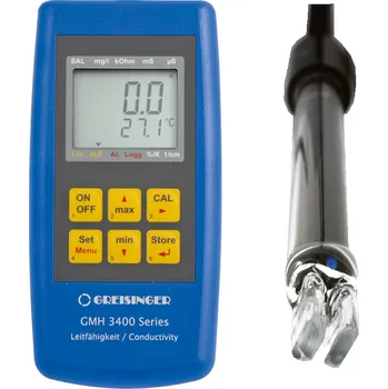 GREISINGER GMH 3451-LTG Konduktometr pro měření měrné vodivosti organických látek (alkohol, benzín, nafta), včetně 2-pólové elektrody LF 210, s datovým záznamníkem