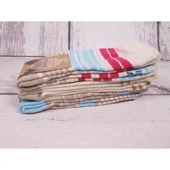 Dámské ponožky CNB BERLIN Termo ponožky SADA 3 PÁRŮ DE 37758 teplé s vlnou pastelové pruhované, smetanové, béžové norský vzor velikosti ponožek: 26-28 (EUR vel. 39-42)