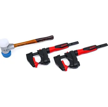 Truhlářská svěrka Svěrky Bessey GearKlamp GK15 a palička Halder Simplex 50/40