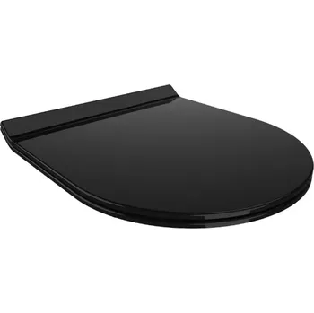 WC sedátko CERANO - WC sedátko se zpomalovacím mechanismem Sedile - slim - černá lesklá - 36,4x4,9x42,7 cm