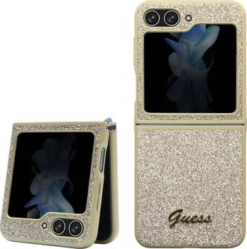 Pouzdro na mobilní telefon Guess Glitter Flakes Metal Logo pro Samsung Galaxy Z Flip 5