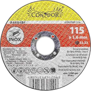 Příslušenství k brusce Korundový řezný kotouč na kov, inox-u 115 x 1,6 mm, Condor