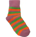 Dětské froté ponožky s lycrou růžové s barevnými pruhy, Velikost: 17 - 18 (25 - 27), Barva: Růžová