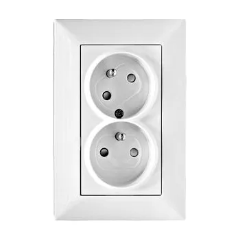 Elektrická zásuvka Dvojzásuvka Visio S 50 bílá natočená, clonky Schrack Technik EV101062