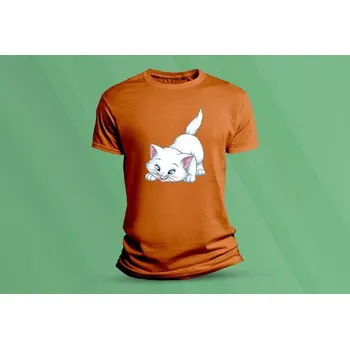 Chlapecké tričko Dětské bavlněné tričko Kočička 9. velikost 116 (5-6 let) Oranžová