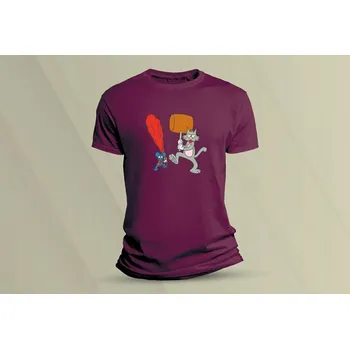 Dětské bavlněné tričko Itchy a Scratchy. velikost 104 Vínová