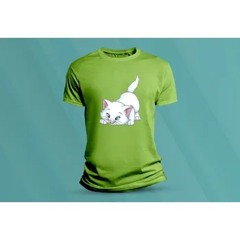 Chlapecké oblečení Dětské bavlněné tričko Kočička 9. velikost S Lime