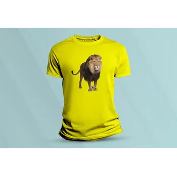 Dětská móda Dětské bavlněné tričko Lev 1. Žlutá velikost 152 (12-13 let)