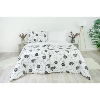 Povlečení Stanex Ložní povlečení bavlněné astra černo-bílá (LS147) rozměr: 200 x 220 + 2ks 90 x 70, Zapínání: Knoflíkové