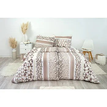 Povlečení Stanex Ložní povlečení bavlněné střepy hnědé (LS277) rozměr: 90 x 70 cm, Zapínání: Knoflíkové