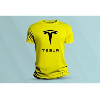 Dětská móda Dětské bavlněné tričko Tesla 2. Žlutá velikost 128 (7-8 let)