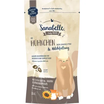 Pamlsek pro kočku Sanabelle křupavé polštářky kuře a mléko 5 × 55 g