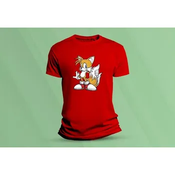 Dětské bavlněné tričko Sonic 5. Červená velikost 152 (12-13 let)