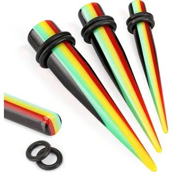 Piercing Akrylátový roztahovák do ucha - RASTA vzor (6 mm)
