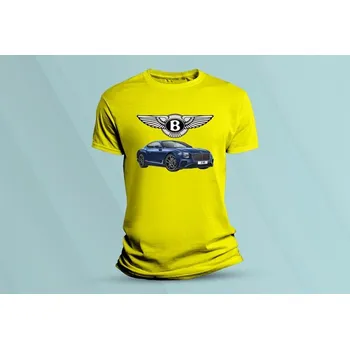 Dětská móda Dětské bavlněné tričko Bentley Continental GT. Žlutá velikost 104 (3-4 roky)