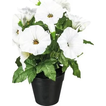 umělá květina Umělá květina petúnie 9 květů bílá 28 cm v plastovém květináči 10 x 9 cm