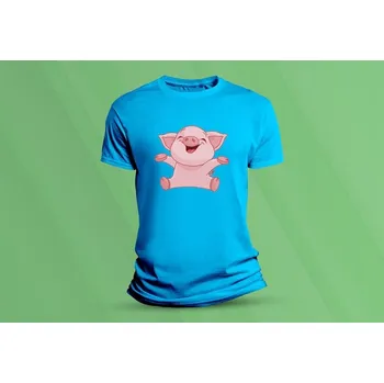 Chlapecké tričko Dětské bavlněné tričko Happy pig. velikost 152 Azurová