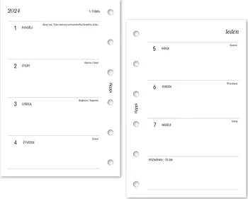 Náplň do diáře Fleppi Náplň do diáře A7 týden/2 strany horizontální čistý 2024