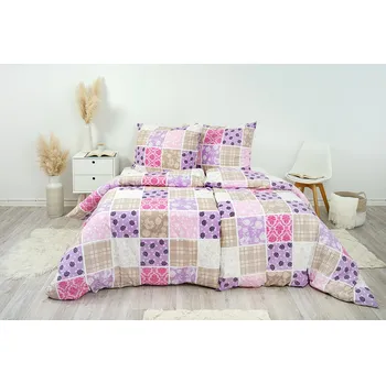 Povlečení Stanex Ložní povlečení bavlněné pečvork růžový (LS237) rozměr: 90 x 70 cm, Zapínání: Knoflíkové