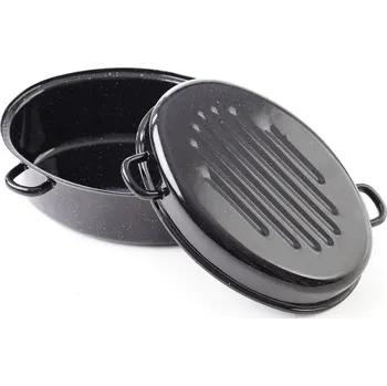pekáč BERYL Smaltovaný oválný dvoupekáč 42 cm černý granit