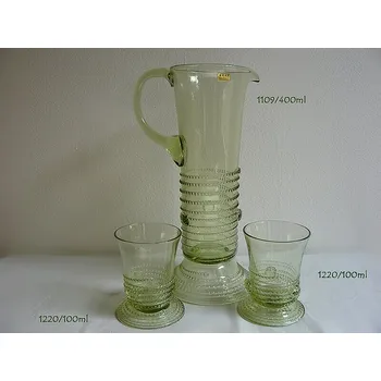 Sklenice Džbán s 6x sklenicema z historického skla - 1x 1109/400 ml a 6x 1220/100 ml