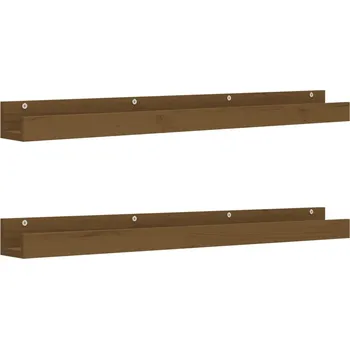police Nástěnné police z masivního borového dřeva 110 x 12 x 9 cm 2 ks