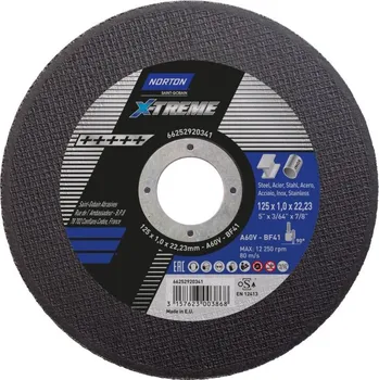 Řezný kotouč NORTON-CLIPPER Ultra tenké řezání Kotouč pro kov, inox 125x1x22.23mm pro Úhlová bruska Norton X-TREME