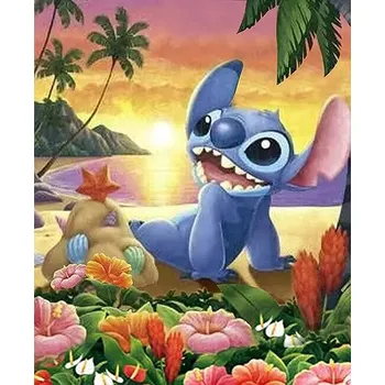 Diamantové malování Lilo & Stitch Diamantové malování - motivy z oblíbené kreslené pohádky "Lilo a Stitch"- kulaté diamanty II Rozměry: 20x25 cm, Varianta: G