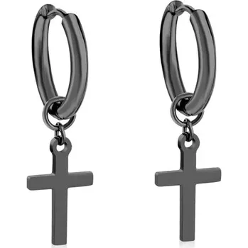 Náušnice Unisex náušnice s křížem z chirurgické oceli - 473B