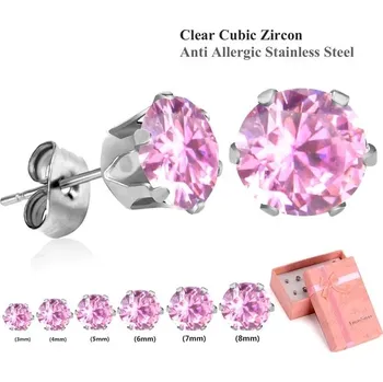 Náušnice Zirkonové náušnice Luxusteel | sada 6 párů - růžové stříbro