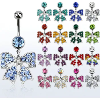 Piercing Piercingate Piercing do pupíku - mašle s kamínky - PBV00589 - Barva/Motiv: Vícebarevná