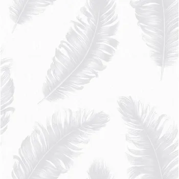 Tapeta Zambaiti Parati Luxusní šedo-stříbrná vliesová tapeta s peříčky, Z77528, Savana, Zambaiti Parati, velikost 10,05 x 0,53 m