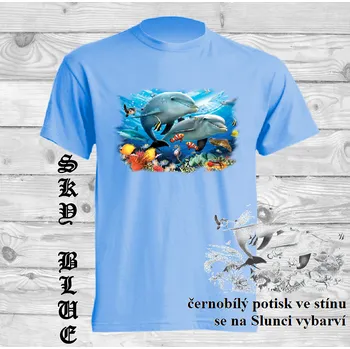 detske-bavlnene_tricko_uv_potisk_delfini Barva: Sky blue - nebesky modrá, velikost: 152