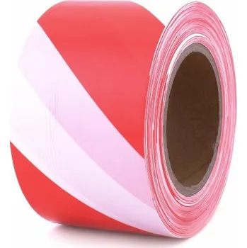Lepicí páska TAVOBAL Výstražná červeno-bílá vytyčovací páska 80 mm*250 m