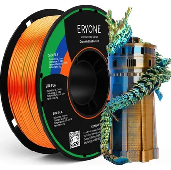 Filament ERYONE Triple-Color Silk PLA - Orange&Blue&Green (1.75mm | 1 kg)