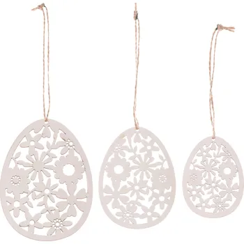 Vánoční ozdoba Autronic Vajíčko dřevěné - závěs. Cena za 1 sáček - 3 ks vajíček. - KLA706 WT