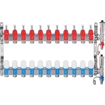 Termostat Nerezový rozdělovač hranatý s automatickým odvzdušněním - 11 cestný