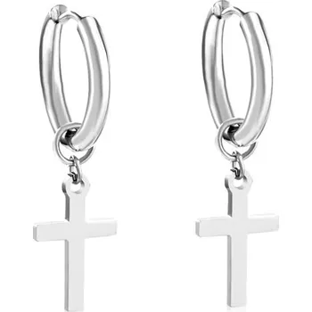Náušnice Unisex náušnice s křížem z chirurgické oceli - 473S