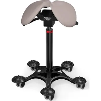 Sedlová židle Salli Twin Barva čalounění: Syntetická kůže - krémově šedá #7136, Konstrukce: černá + masážní Salli základna, Výška postavy: Nízká (S) - do 150 cm 24 barev