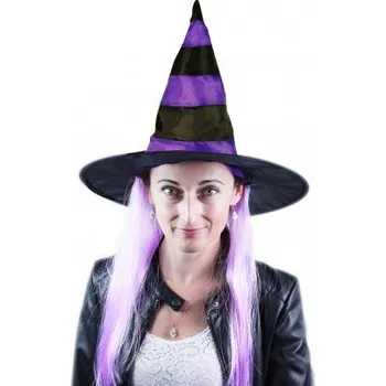 Karnevalový doplněk Klobouk s vlasy čarodějnický Halloween dospělý