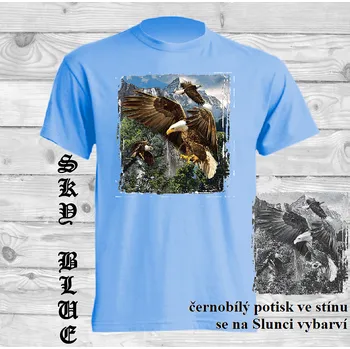 Pánské tričko panske-bavlnene_tricko_uv_potisk_orel Barva: Sky blue - nebesky modrá, velikost: 5XL