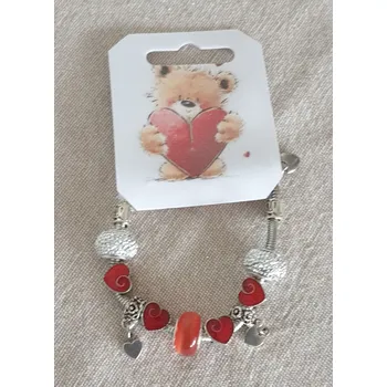 Náramek Náramek hadí ve stylu PANDORA - Valentýn - srdce, kočičí oči (délka 19cm)