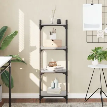 Obývací pokoj vidaXL Knihovna se 4 policemi 40x30x120 cm kompozitní dřevo [837635] Barva: šedá sonoma