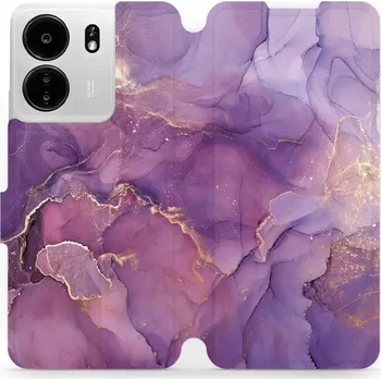Pouzdro na mobilní telefon Flipové pouzdro Mobiwear - Xiaomi Poco C65 - VP20S Fialový mramor (Knížkové flip pouzdro, obal, kryt na mobil Xiaomi Poco C65 - VP20S Fialový mramor, materiál Umělá kůže + TPU - ochrana 360°, stojánek, silikonová vanička, magnetické zavírání)
